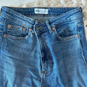 Zara High Rise Distressed Skinny Jeans